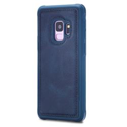 Luxury Shatter-resistant Leather Coated Phone Back Cover for Samsung Galaxy S9 - Blue