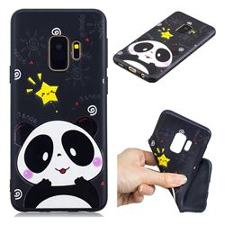 Cute Bear 3D Embossed Relief Black TPU Cell Phone Back Cover for Samsung Galaxy S9