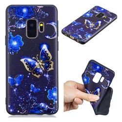 Phnom Penh Butterfly 3D Embossed Relief Black TPU Cell Phone Back Cover for Samsung Galaxy S9