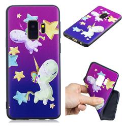 Pony 3D Embossed Relief Black TPU Cell Phone Back Cover for Samsung Galaxy S9