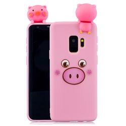 Small Pink Pig Soft 3D Climbing Doll Soft Case for Samsung Galaxy S9