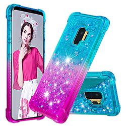 Rainbow Gradient Liquid Glitter Quicksand Sequins Phone Case for Samsung Galaxy S9 - Blue Purple