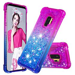 Rainbow Gradient Liquid Glitter Quicksand Sequins Phone Case for Samsung Galaxy S9 - Purple Blue