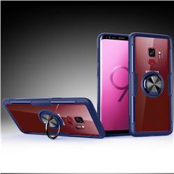 Acrylic Glass Carbon Invisible Ring Holder Phone Cover for Samsung Galaxy S9 - Azure