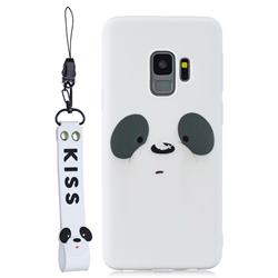 White Feather Panda Soft Kiss Candy Hand Strap Silicone Case for Samsung Galaxy S9