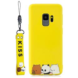 Yellow Bear Family Soft Kiss Candy Hand Strap Silicone Case for Samsung Galaxy S9