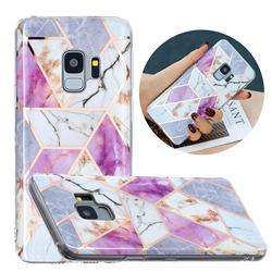 Purple and White Painted Marble Electroplating Protective Case for Samsung Galaxy S9