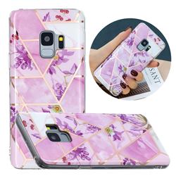 Purple Flower Painted Marble Electroplating Protective Case for Samsung Galaxy S9