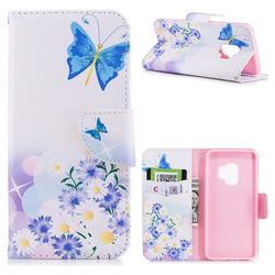 Butterflies Flowers Leather Wallet Case for Samsung Galaxy S9