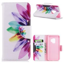 Seven-color Flowers Leather Wallet Case for Samsung Galaxy S9