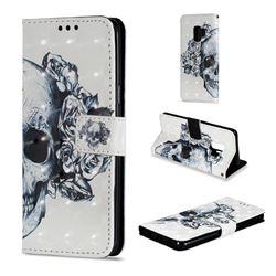 Skull Flower 3D Painted Leather Wallet Case for Samsung Galaxy S9