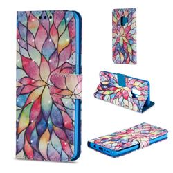 Colorful Lotus 3D Painted Leather Wallet Case for Samsung Galaxy S9