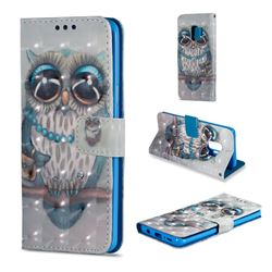Sweet Gray Owl 3D Painted Leather Wallet Case for Samsung Galaxy S9