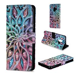 Spreading Flowers 3D Painted Leather Wallet Case for Samsung Galaxy S9