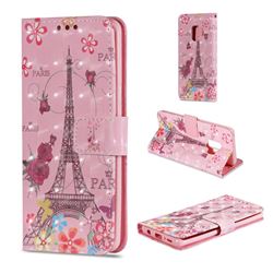 Butterfly Tower 3D Painted Leather Wallet Case for Samsung Galaxy S9