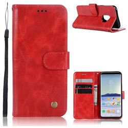 Luxury Retro Leather Wallet Case for Samsung Galaxy S9 - Red