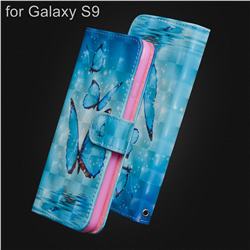 Blue Sea Butterflies 3D Painted Leather Wallet Case for Samsung Galaxy S9
