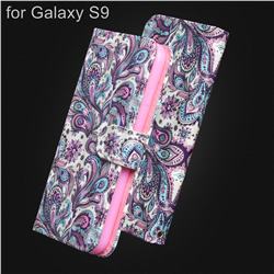 Swirl Flower 3D Painted Leather Wallet Case for Samsung Galaxy S9
