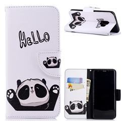 Hello Panda Leather Wallet Case for Samsung Galaxy S9