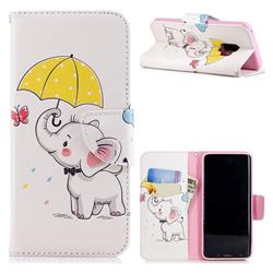 Umbrella Elephant Leather Wallet Case for Samsung Galaxy S9