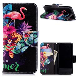 Flowers Flamingos Leather Wallet Case for Samsung Galaxy S9