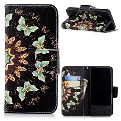 Circle Butterflies Leather Wallet Case for Samsung Galaxy S9