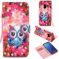 Flower Owl 3D Painted Leather Wallet Case for Samsung Galaxy S9