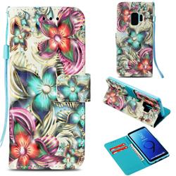 Kaleidoscope Flower 3D Painted Leather Wallet Case for Samsung Galaxy S9