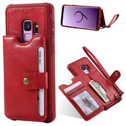 Retro Aristocratic Demeanor Anti-fall Leather Phone Back Cover for Samsung Galaxy S9 - Red
