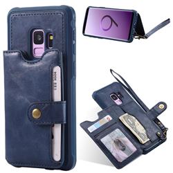 Retro Aristocratic Demeanor Anti-fall Leather Phone Back Cover for Samsung Galaxy S9 - Blue