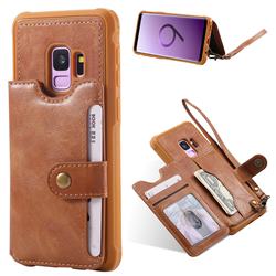 Retro Aristocratic Demeanor Anti-fall Leather Phone Back Cover for Samsung Galaxy S9 - Brown