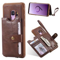 Retro Aristocratic Demeanor Anti-fall Leather Phone Back Cover for Samsung Galaxy S9 - Coffee