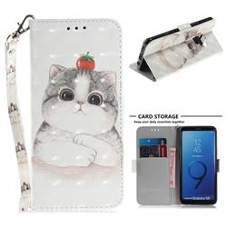 Cute Tomato Cat 3D Painted Leather Wallet Phone Case for Samsung Galaxy S9