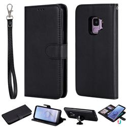 Retro Greek Detachable Magnetic PU Leather Wallet Phone Case for Samsung Galaxy S9 - Black