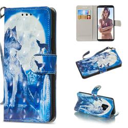 Ice Wolf 3D Painted Leather Wallet Phone Case for Samsung Galaxy S9