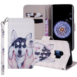 Husky Dog 3D Painted Leather Phone Wallet Case Cover for Samsung Galaxy S9