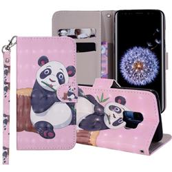 Happy Panda 3D Painted Leather Phone Wallet Case Cover for Samsung Galaxy S9