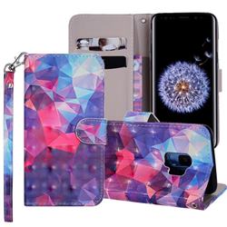 Colored Diamond 3D Painted Leather Phone Wallet Case Cover for Samsung Galaxy S9