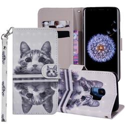 Mirror Cat 3D Painted Leather Phone Wallet Case Cover for Samsung Galaxy S9