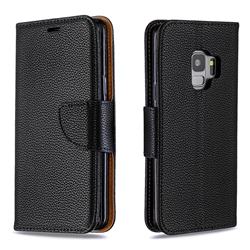 Classic Luxury Litchi Leather Phone Wallet Case for Samsung Galaxy S9 - Black