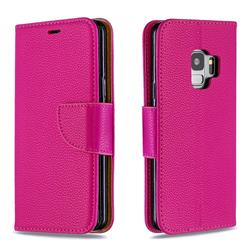 Classic Luxury Litchi Leather Phone Wallet Case for Samsung Galaxy S9 - Rose