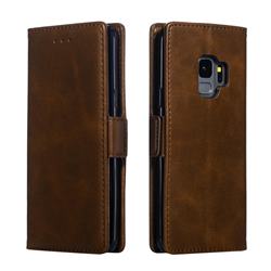 Retro Classic Calf Pattern Leather Wallet Phone Case for Samsung Galaxy S9 - Brown