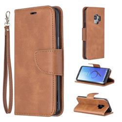 Classic Sheepskin PU Leather Phone Wallet Case for Samsung Galaxy S9 - Brown