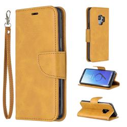 Classic Sheepskin PU Leather Phone Wallet Case for Samsung Galaxy S9 - Yellow