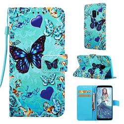 Love Butterfly Matte Leather Wallet Phone Case for Samsung Galaxy S9