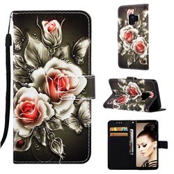 Black Rose Matte Leather Wallet Phone Case for Samsung Galaxy S9