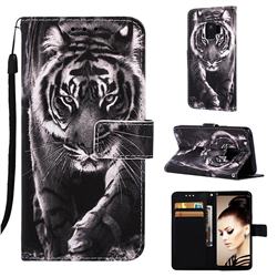 Black and White Tiger Matte Leather Wallet Phone Case for Samsung Galaxy S9