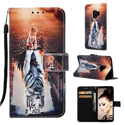 Cat and Tiger Matte Leather Wallet Phone Case for Samsung Galaxy S9