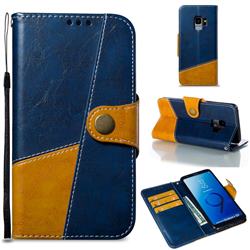 Retro Magnetic Stitching Wallet Flip Cover for Samsung Galaxy S9 - Blue