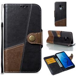 Retro Magnetic Stitching Wallet Flip Cover for Samsung Galaxy S9 - Dark Gray
